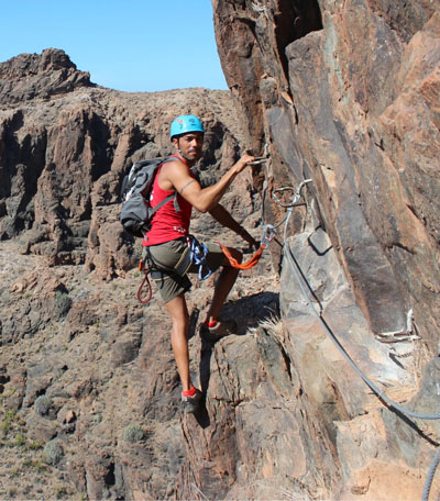 Via ferrata en el barranco del Berriel en el Sur de Gran Canaria