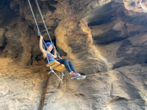 Columpio en la vía ferrata