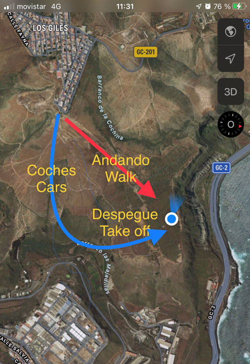 Paragliding takeoff map of Giles Norte